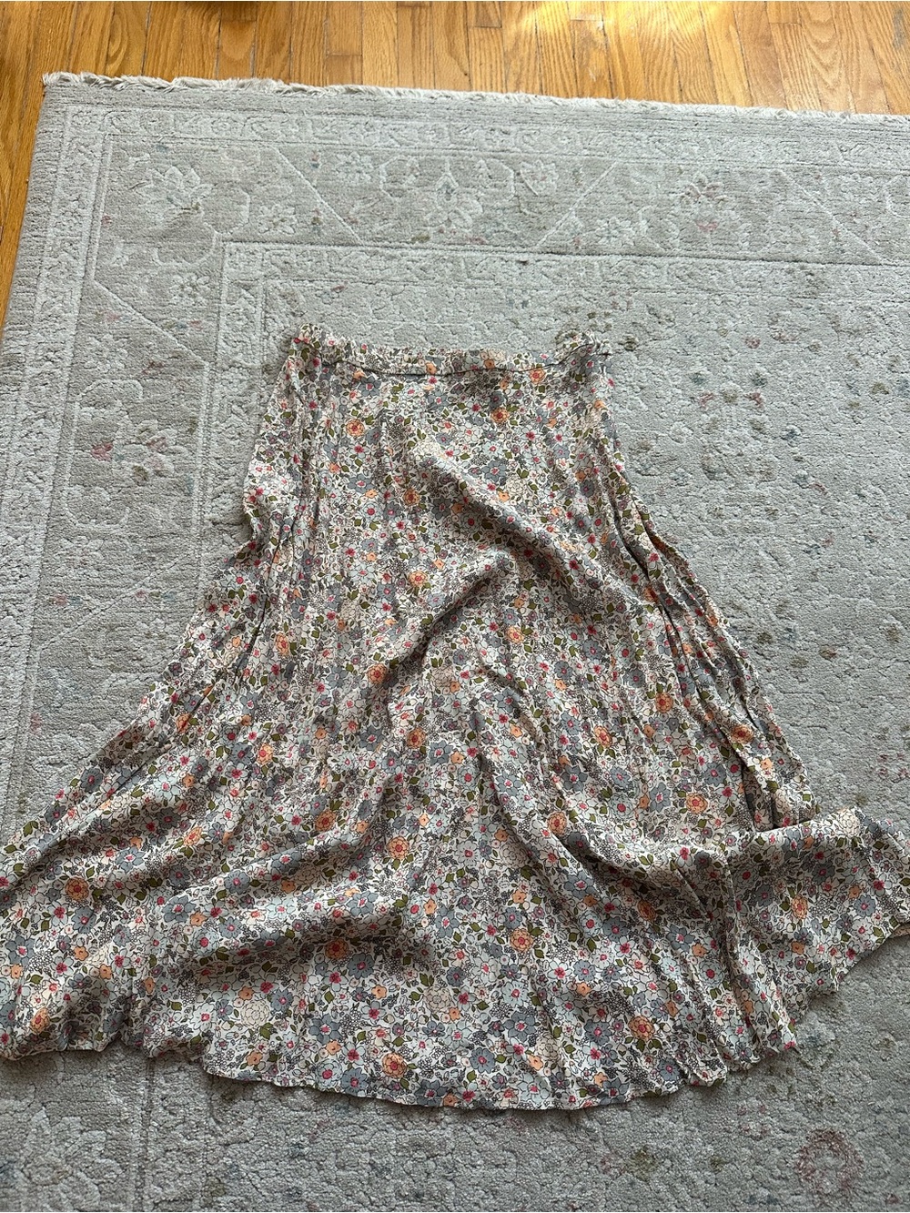 H&M Floral Maxi Skirt in Cream with Pink and Orange Accents NEVER WORN